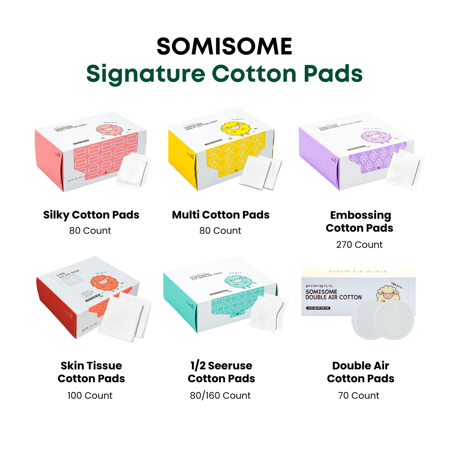 SOMISOME Pure 100% Natural Cotton Pads 80 Count