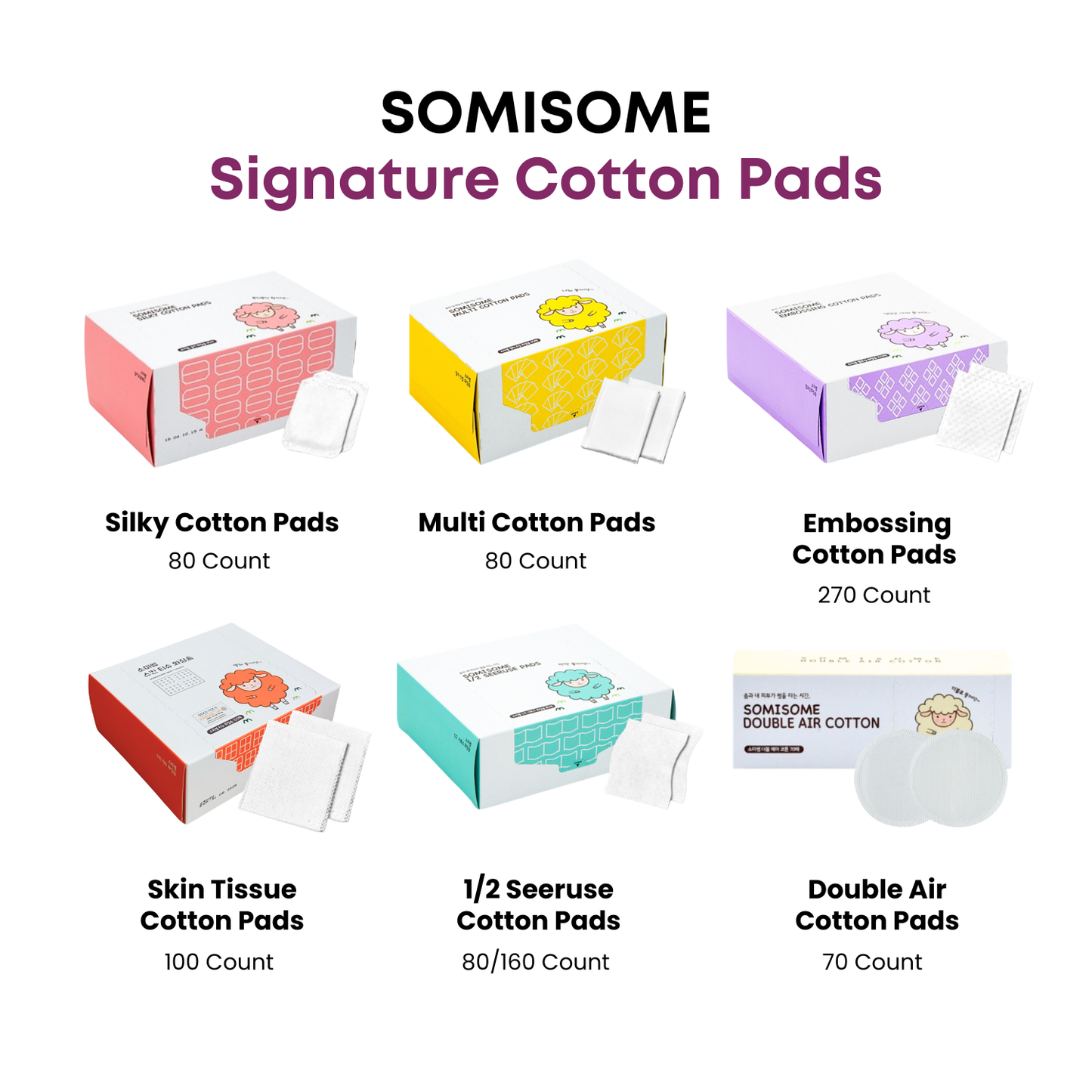 SOMISOME Vegan 100% Natural Cotton Pads 80 Count