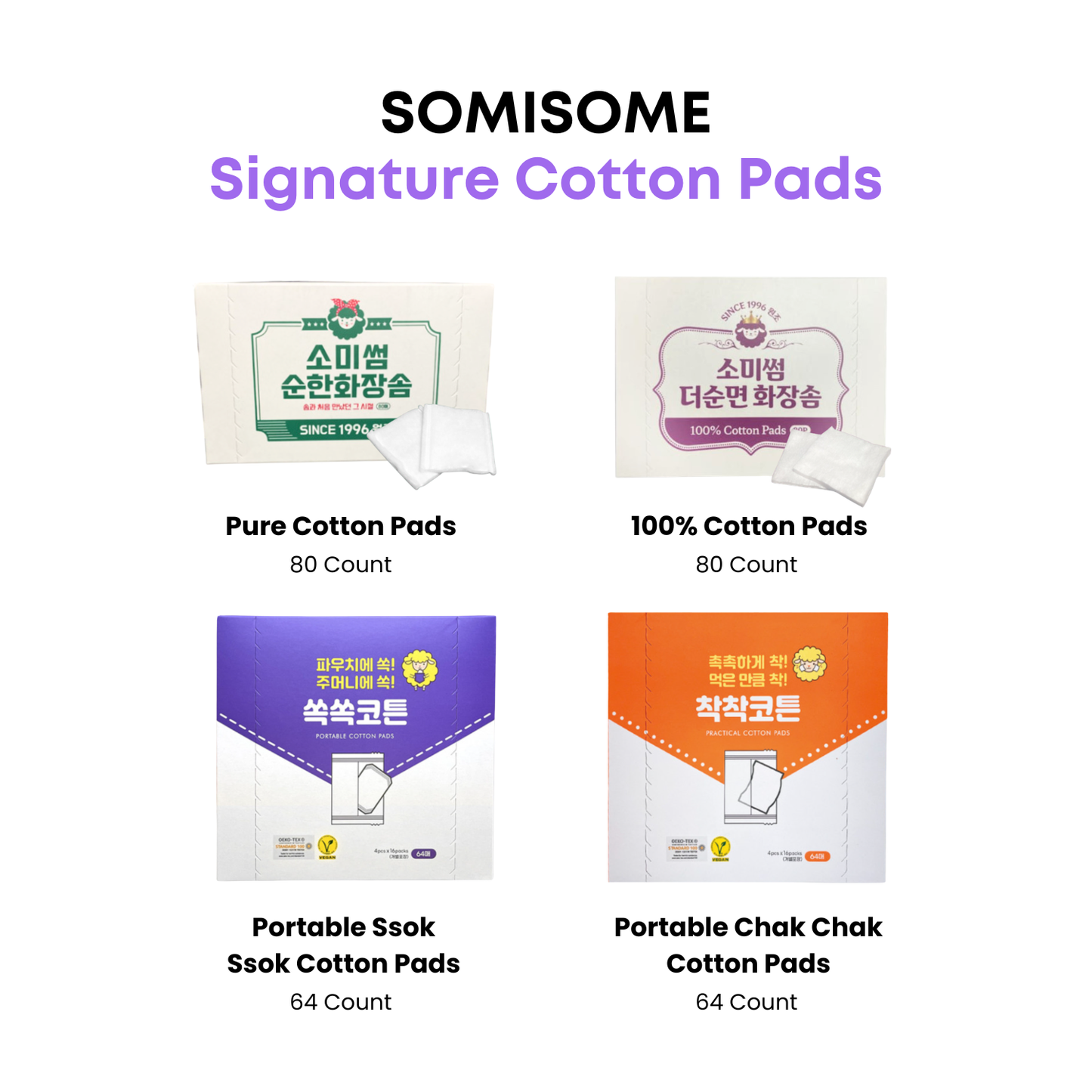 SOMISOME Embossing 100% Pure Cotton Pads 270 Count