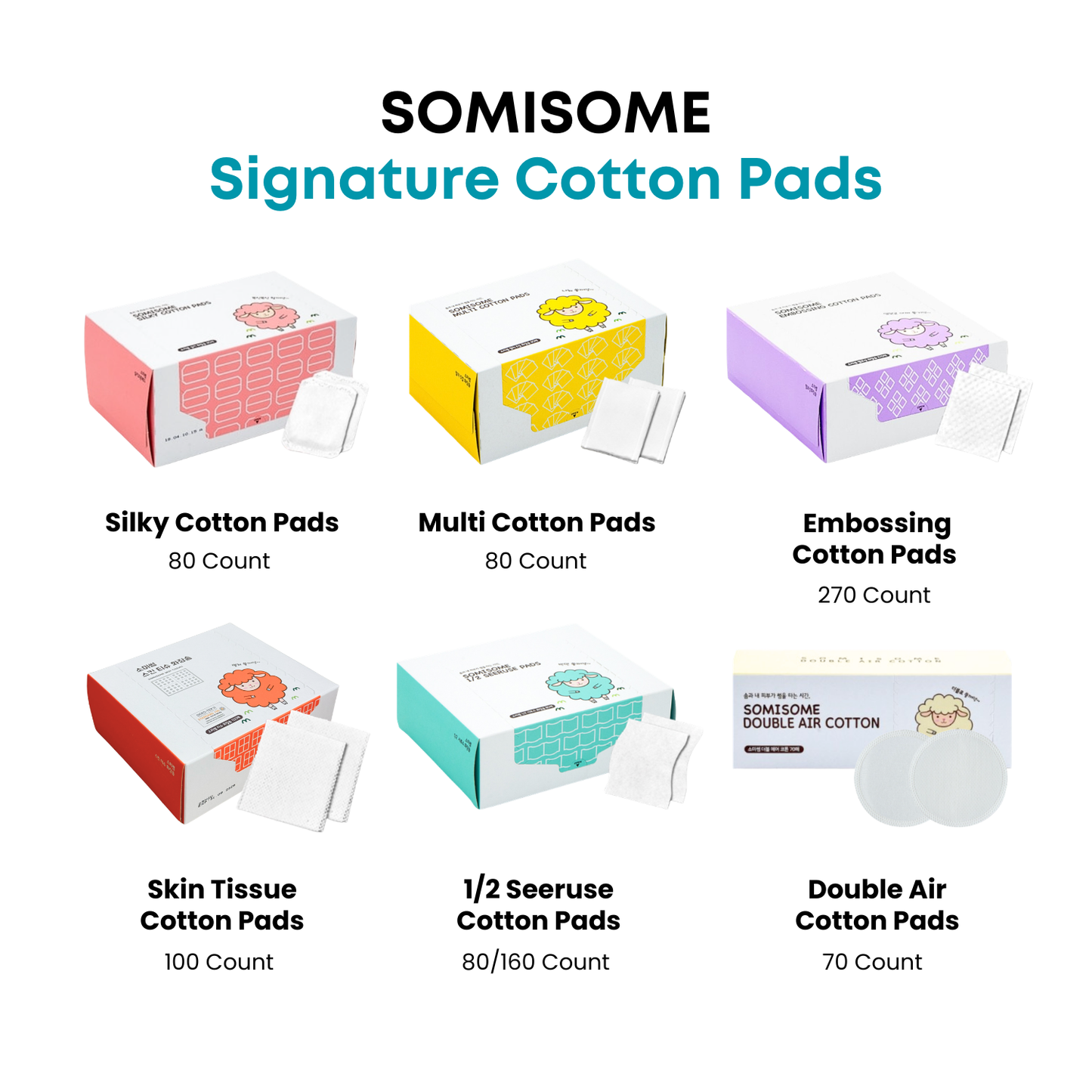 SOMISOME 1/2 Seeruse 100% Pure Cotton Pads 80/160 Count