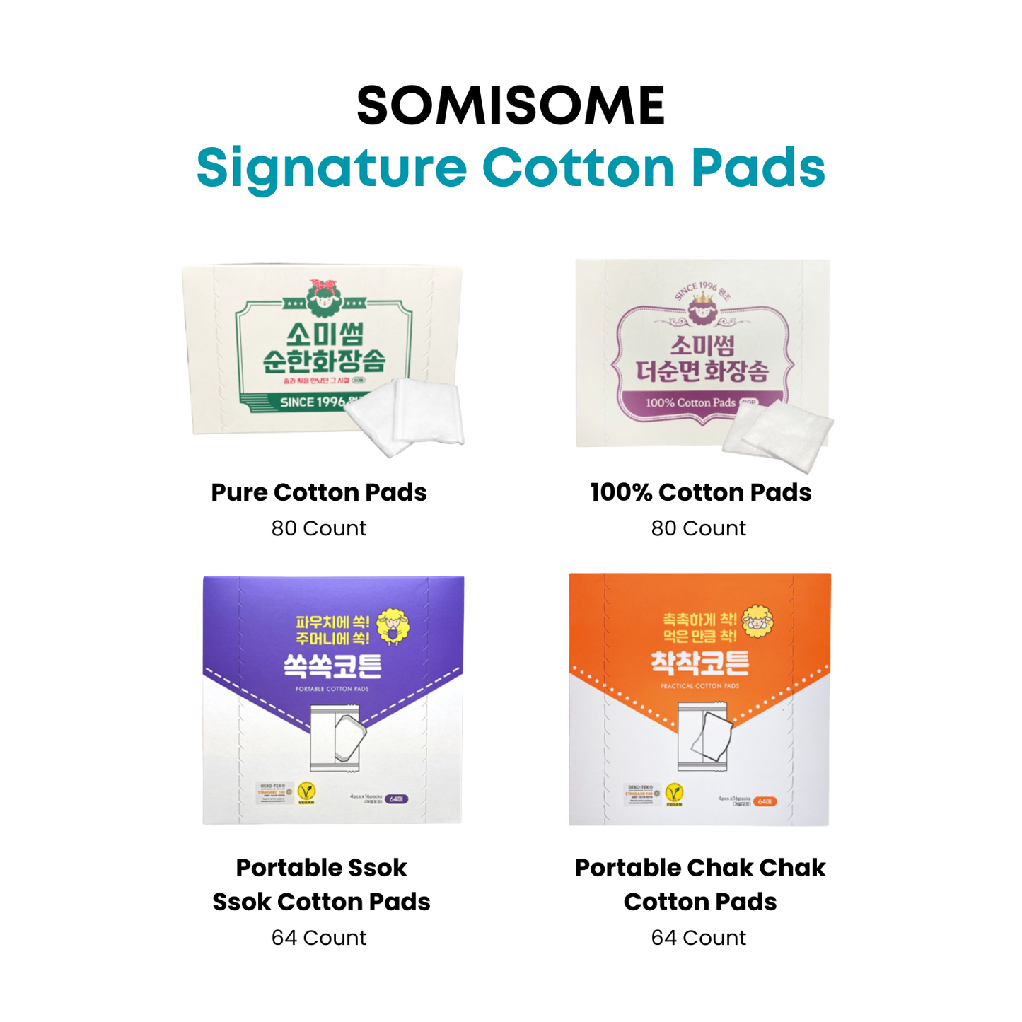 SOMISOME 1/2 Seeruse 100% Pure Cotton Pads 80/160 Count