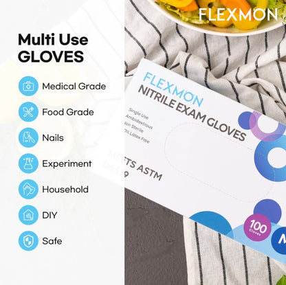 FLEXMON Nitrile Gloves Size 100 Count /1 Box