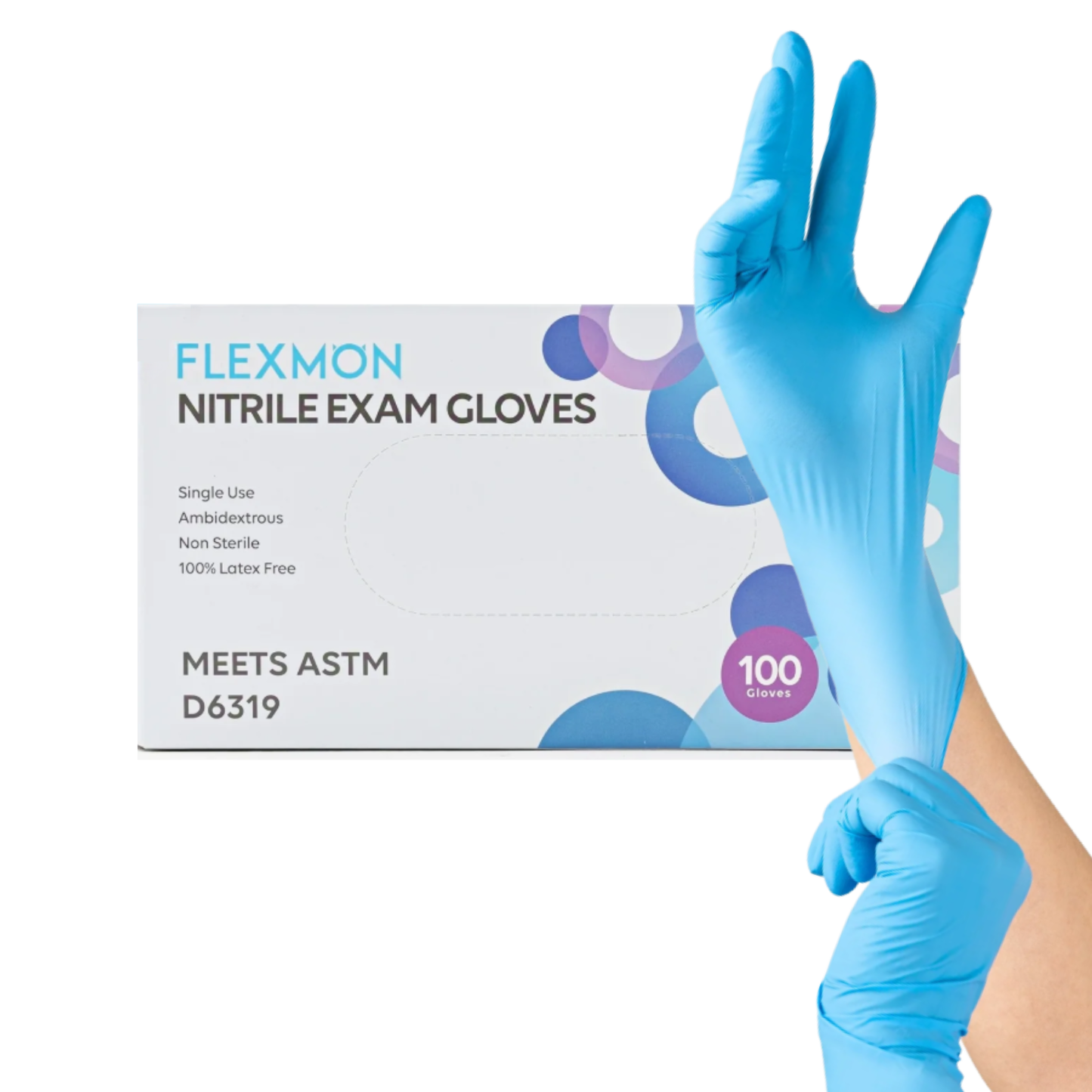 FLEXMON Nitrile Gloves Size 100 Count /1 Box